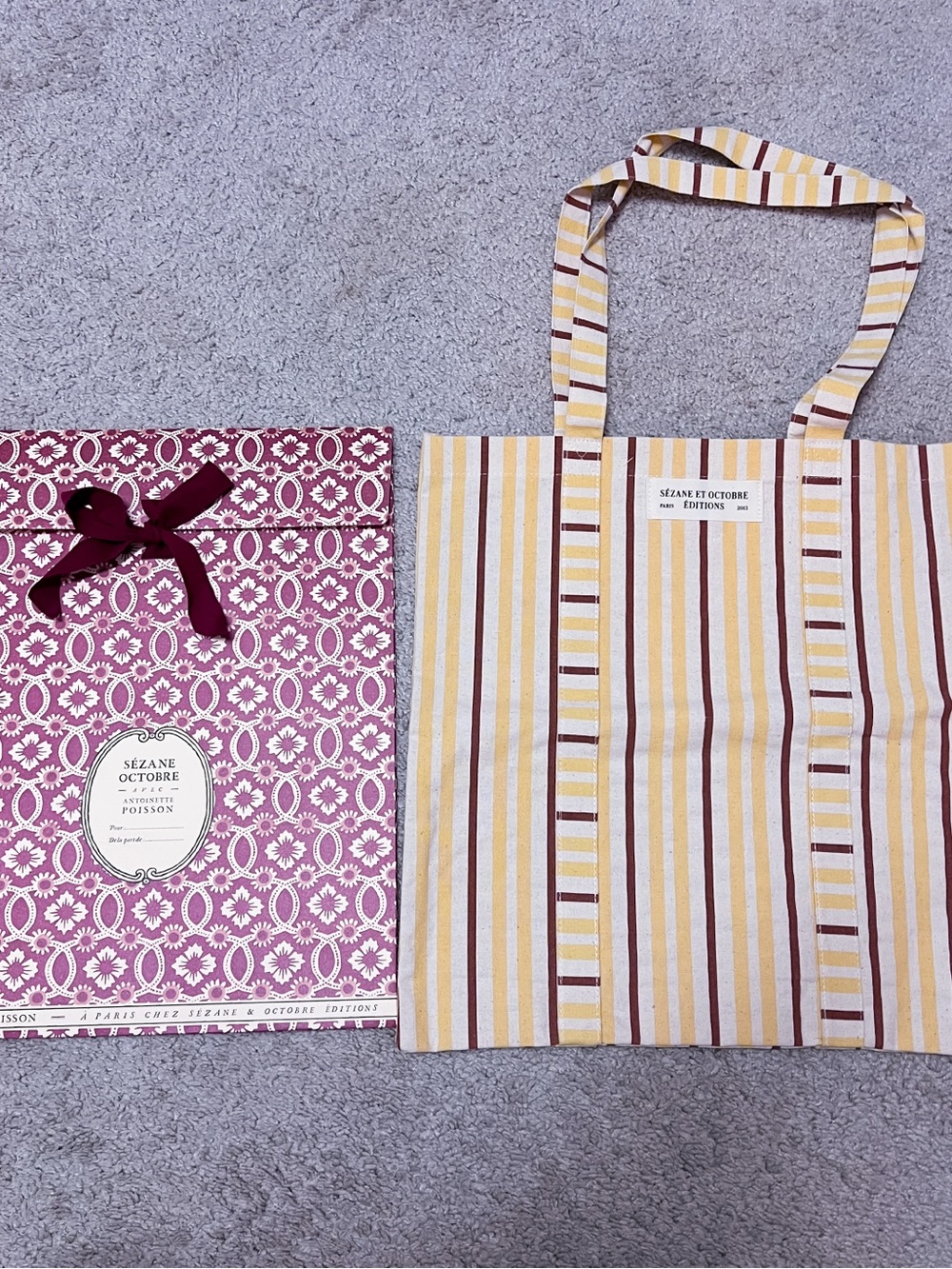 New Sezane 2026 Summer Sezane Striped Tote Bag in yellow brown + Gift Bag